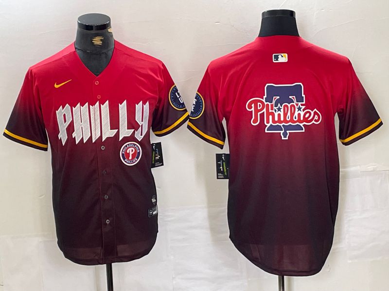 Men Philadelphia Phillies Blank Red City Edition Nike 2024 MLB Jersey style 6->->MLB Jersey